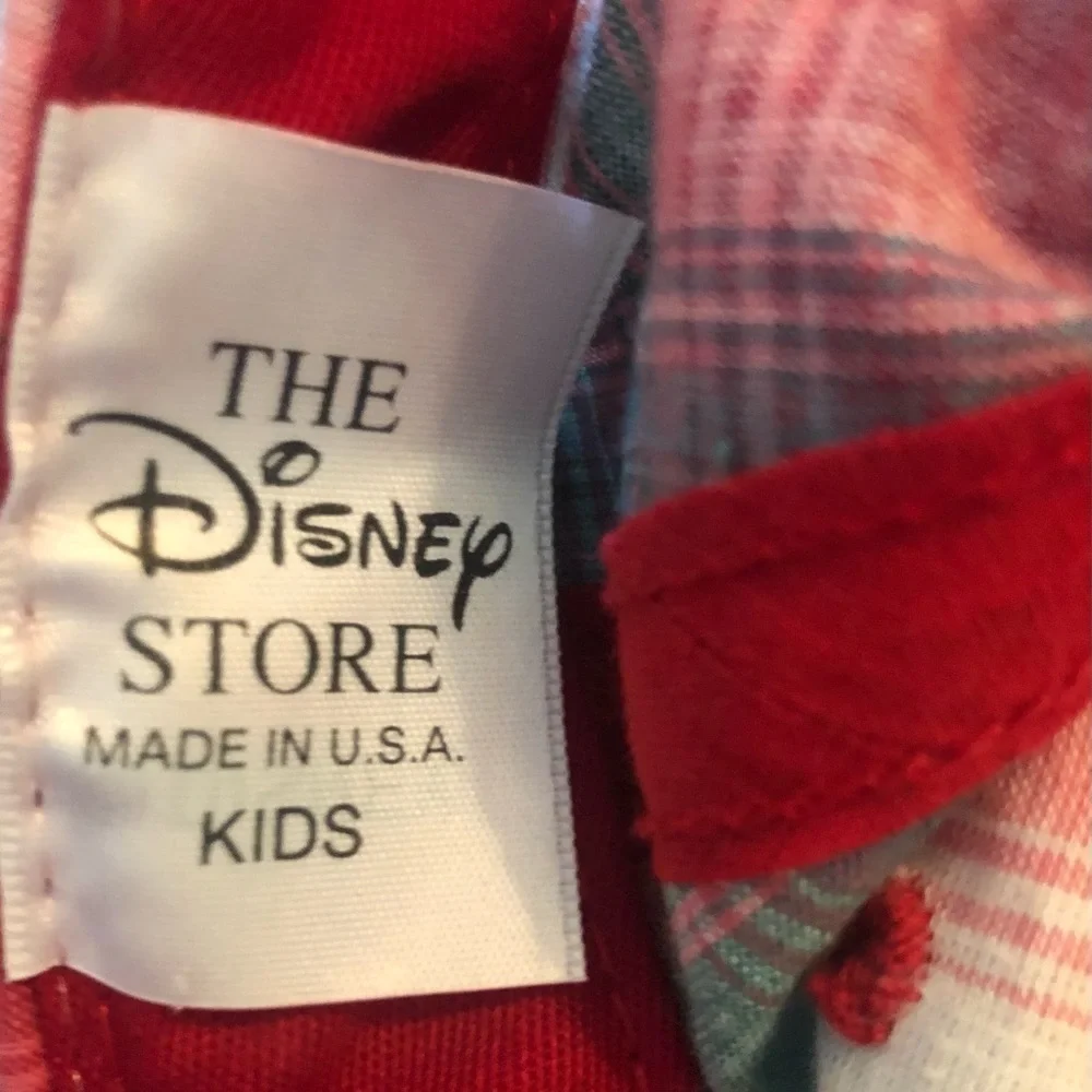 The Disney Store Girls Minnie Plaid Embroidered Snap Back Hat Red Green